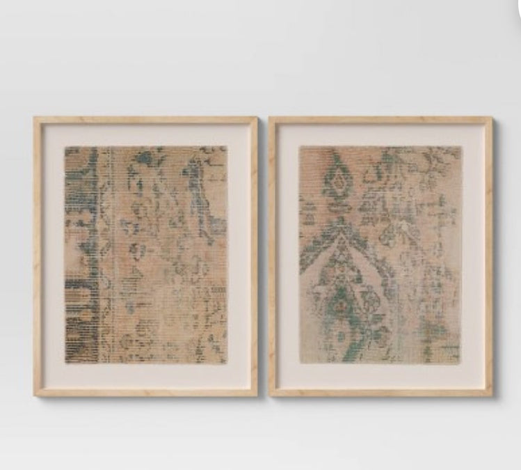 iSnickers Threshold Burlap Material Abstract Digital Art Beige 24" x 30" Textured Fabric Framed Wall Art Polystyrene Frame (2 ct)