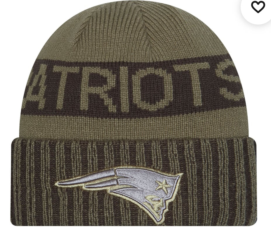 ijumpman New Era Adult New England Patriots Salute To Service 2025 Olive Green Knit Beanie