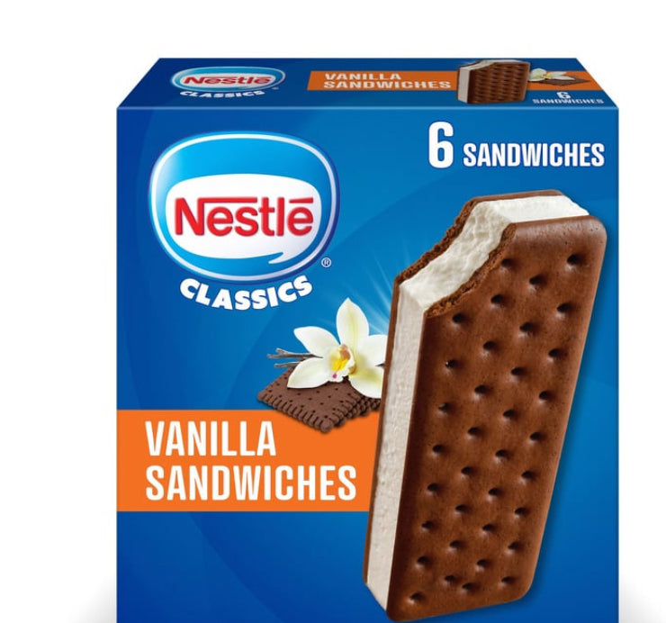 Nestle Treats Frozen Vanilla Dairy Dessert Sandwiches 6ct