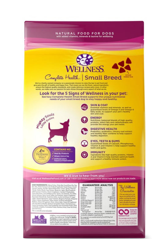 Wellness Complete Health Natural Small
Breed Senior Dog Food
Turkey & Peas (4 lb)