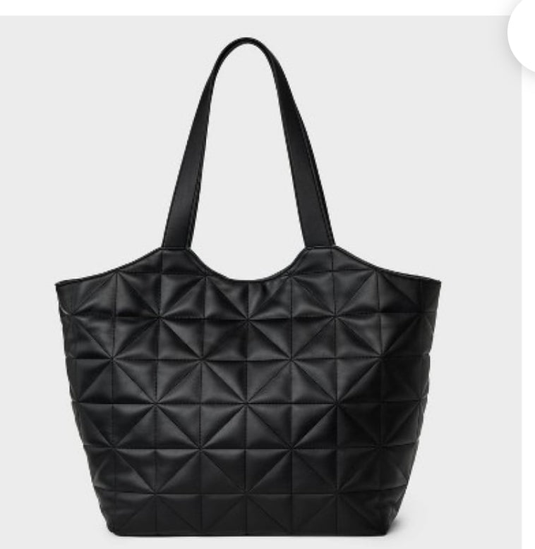 A New Day Black Puff Shopper Tote Handbag