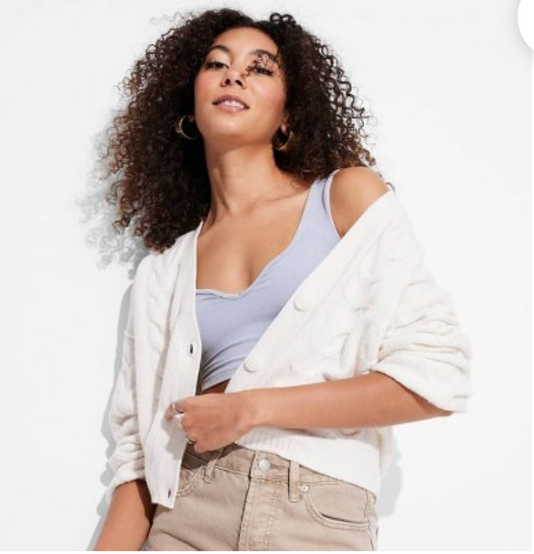 Wild Fable Women's Oversized Cable  Sweater Cardigan