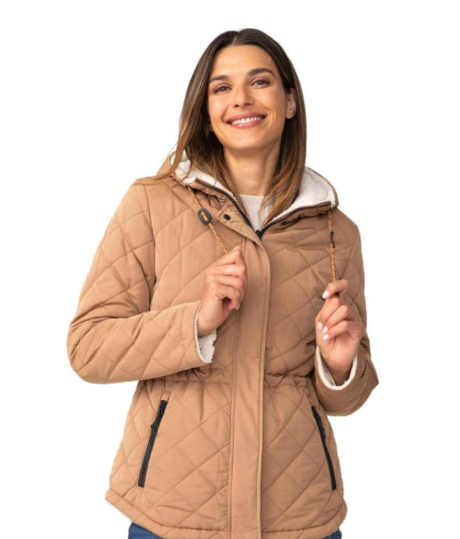 Free Country Women's Camel Medium Weight Fleece Hooded Jacket