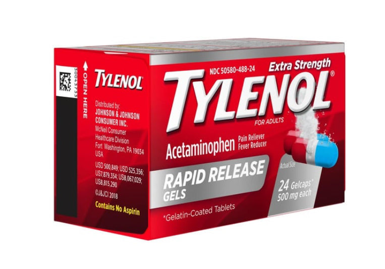 Tylenol Extra Strength
Rapid Release
Acetaminophen 500mg
Gelcaps (24 ct)