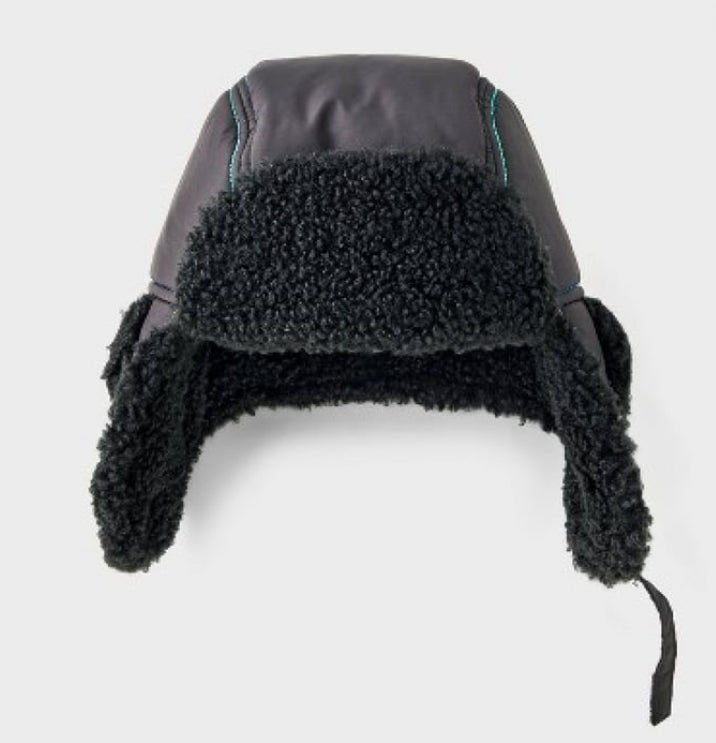 Baby ColorBlock Faux Shearling Trapper Black Hat