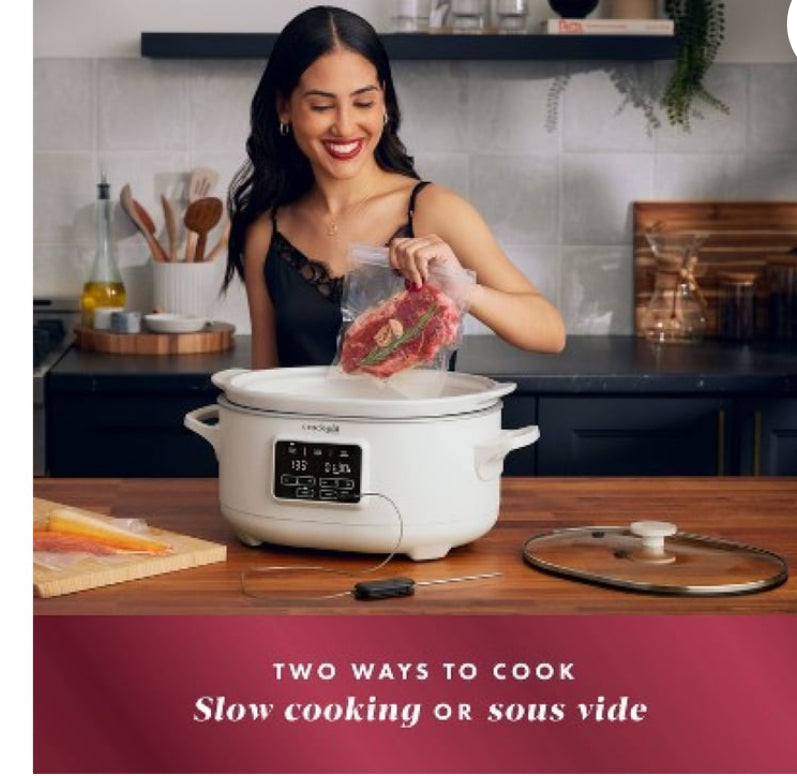 Crock-pot Programmable Oat Milk Ivory 6 qt Slow Cooker with Sous Vide