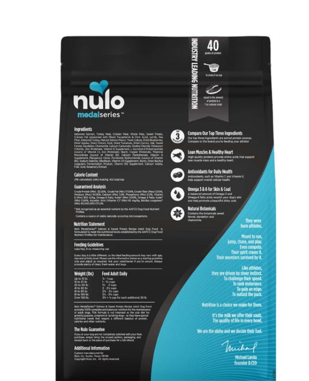 Nulo MedalSeries Salmon
& Sweet Potato Adult
Dog Food Natural Grain
Free