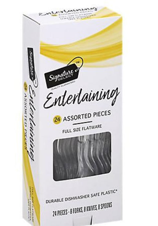 Signature Select Plastic Spoon, Fork, Knives assorted (24ct)