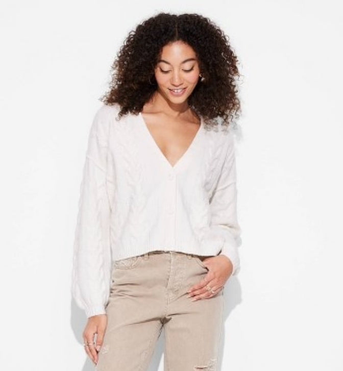 Wild Fable Women's Oversized Cable  Sweater Cardigan