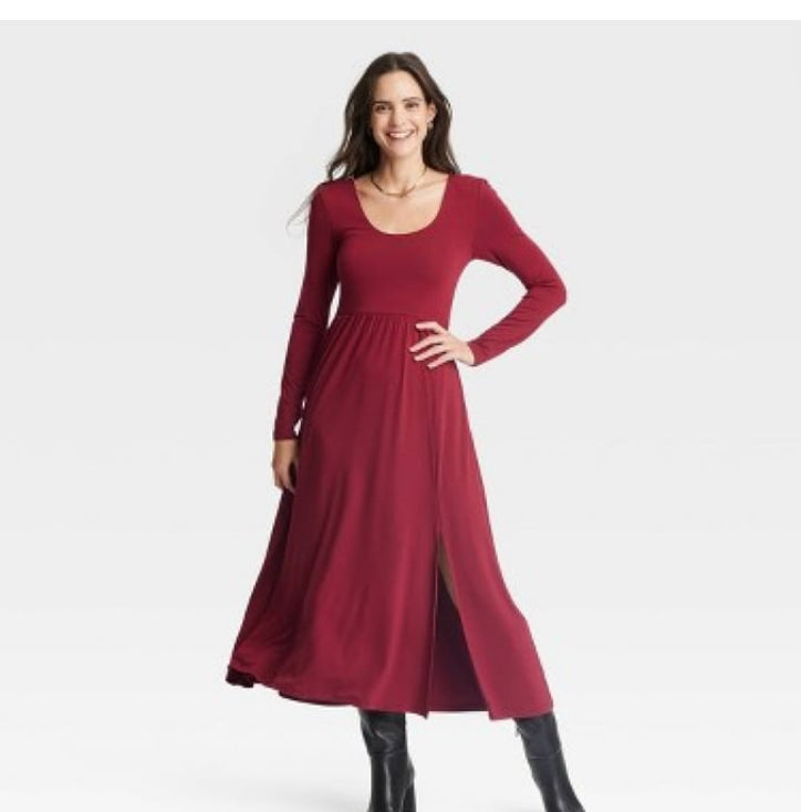 New Days Women’s Long Sleeve Knit Vallet Maxi Dress