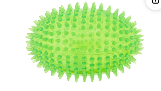 Top Paw Spiky Football Squeaker Dog Toy Green