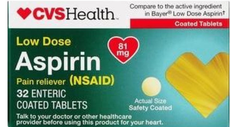 CVS Health 81 mg Low Dose Aspirin Enteric
Coated Tablets (32 ct)