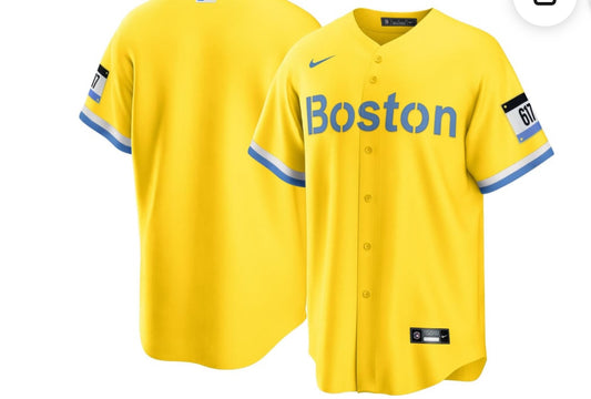 Nike Men's Boston Red
Sox Gold 2021 City
Connect Replica Baseball
Jersey XL