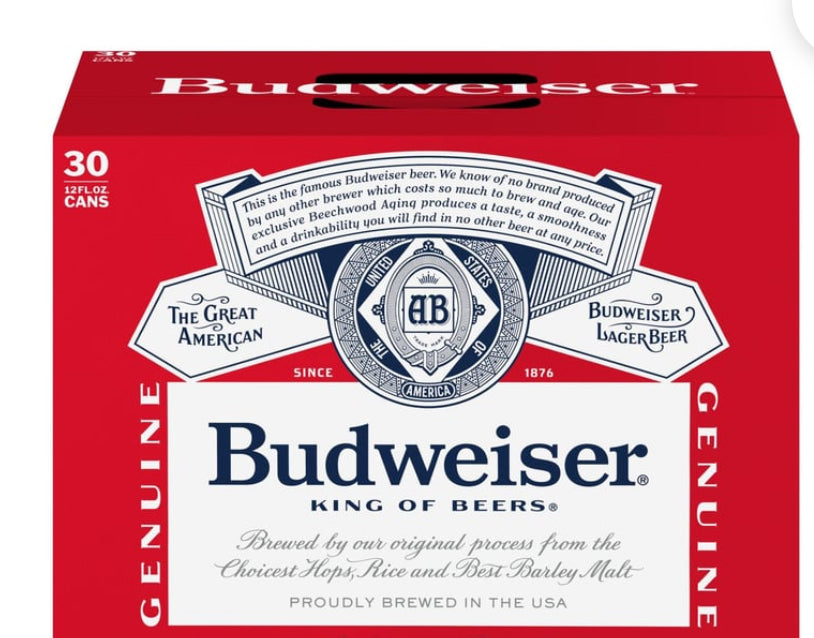 iBudweiser American
Lager Cans (12 fl oz x 30 ct)