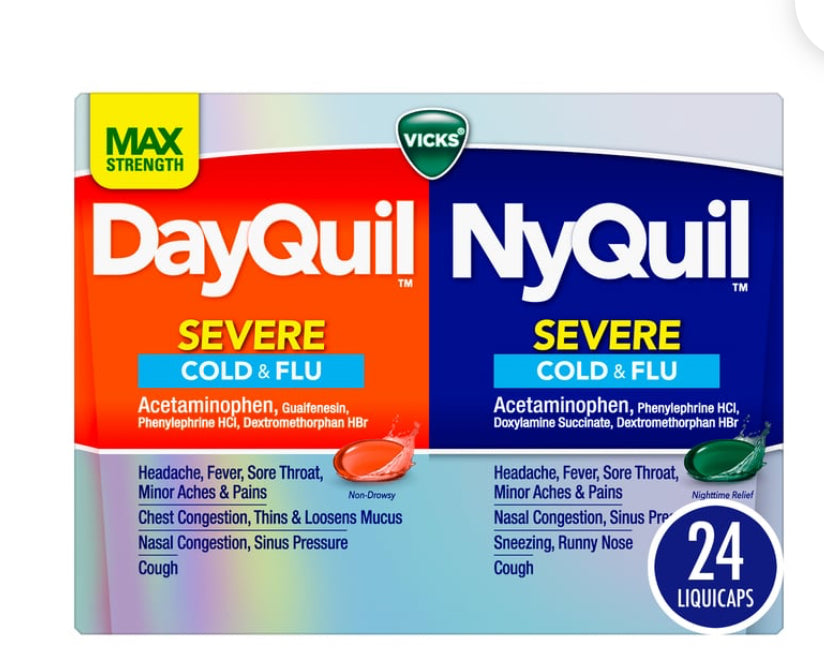 Vick's Dayquil & Nyquil
Severe Cold & Flu
LiquiCaps Combo Pack
(24 ct)