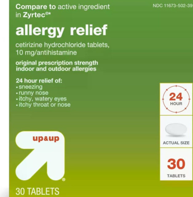 Up & Up Original
Prescription Strength
Allergy Relief Tablets (30 ct)