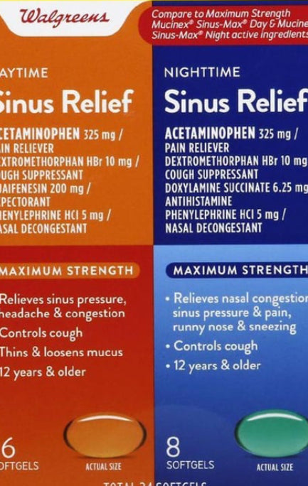 Walgreens Daytime & Nighttime Sinus Relief
(24 ct)