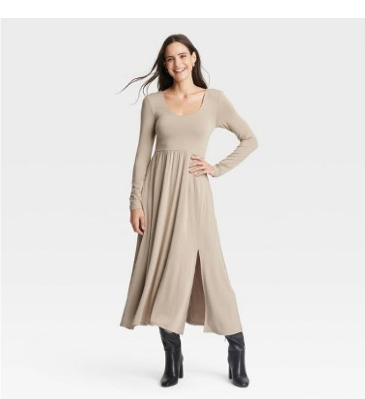 New Days Women’s Long Sleeve Knit Vallet Maxi Dress