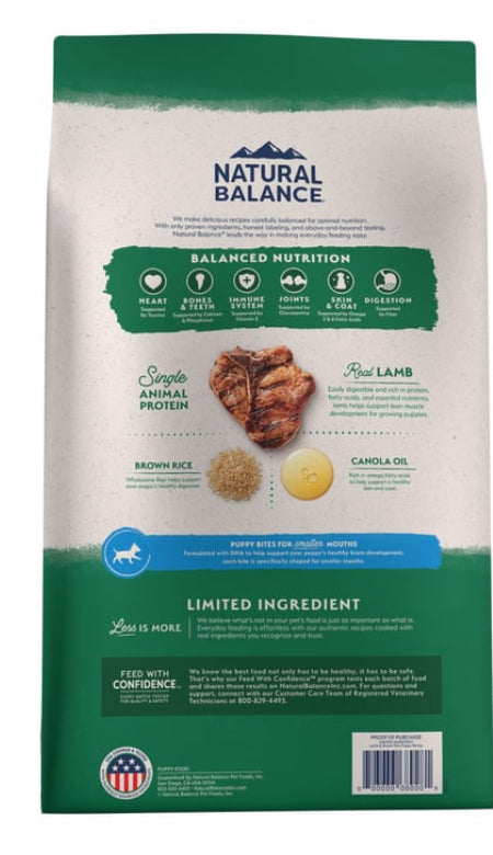 Natural Balance LID
Puppy Dry Dog Food
Lamb & Brown Rice (12 lb)