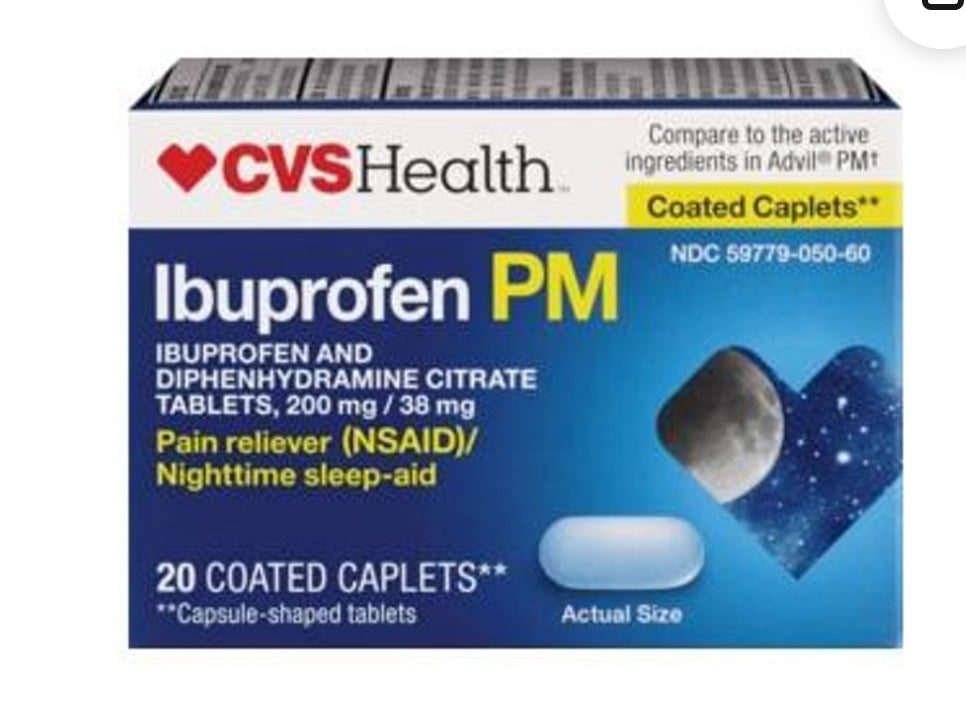 CVS Health Ibuprofen and Diphenhydramine Citrate Tablets 200mg
Nighttime Sleep (20 ct)