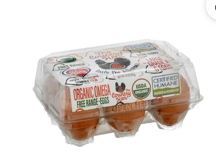 The Country Hen Organic Omega Grade A Large
Eggs (6ct)