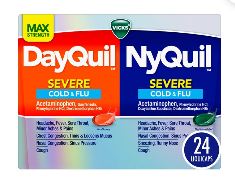 Vick's Dayquil & Nyquil
Severe Cold & Flu
LiquiCaps Combo Pack
(24 ct)