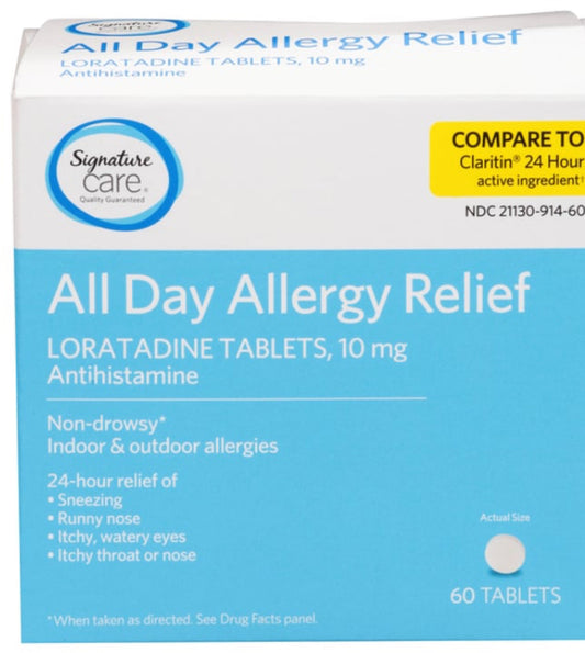 Signature Care Original Prescription Strength Allergy Relief 10 mg Coated Tablets (60 ct)