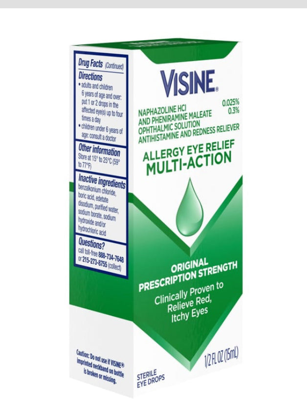 Visine Allergy Relief Multi-Action Prescription Strength Original Sterile Eye Drops (0.5 oz)