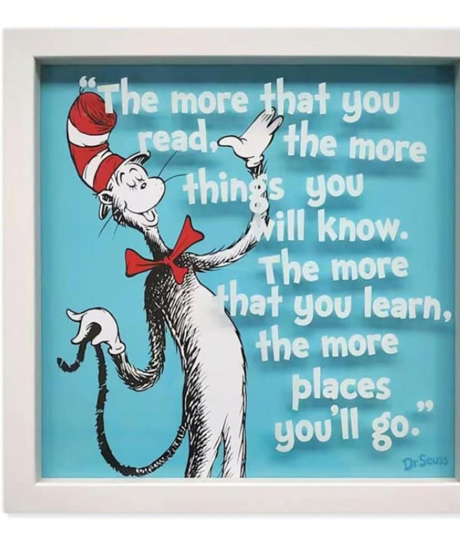 At Home iDrSeuss 12" x 12" Framed The More You Read Print Under Glass