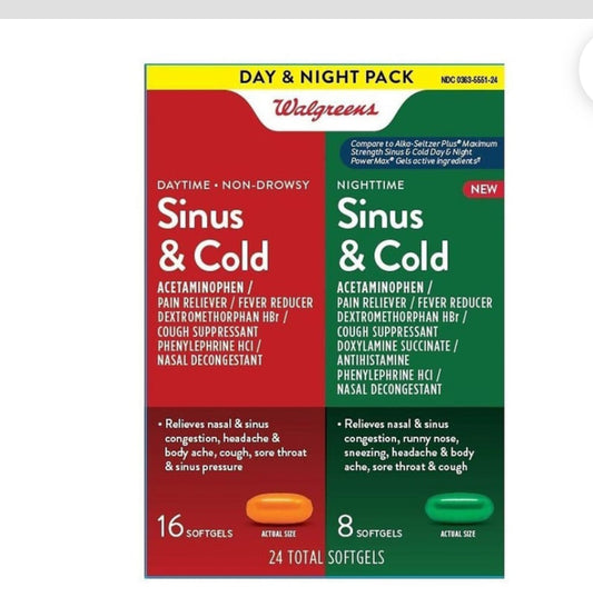 Walgreens Day & Night Pack Sinus & Cold Softgels (24 ct)