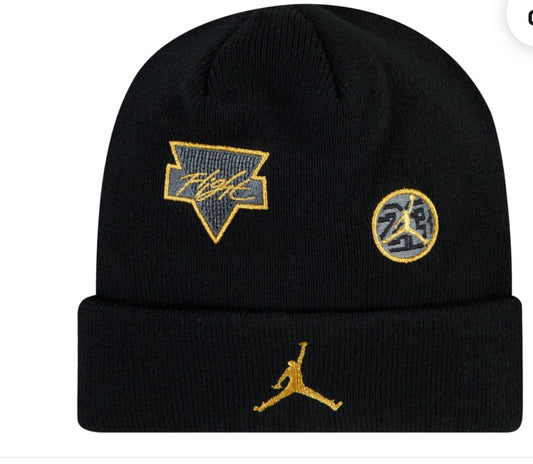 ijumpman Jordan Kids' See Me Shine Beanie Black/Gold (One Size)