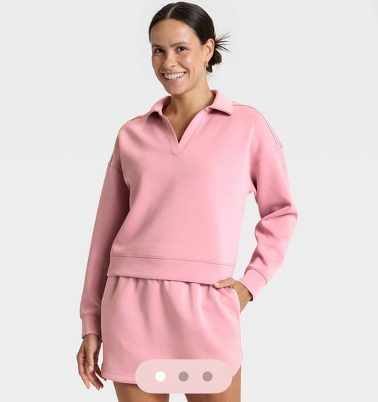 iKimK.com Women's Airy Sleek Polo Sweatshirt - All In Motion™ Mauve