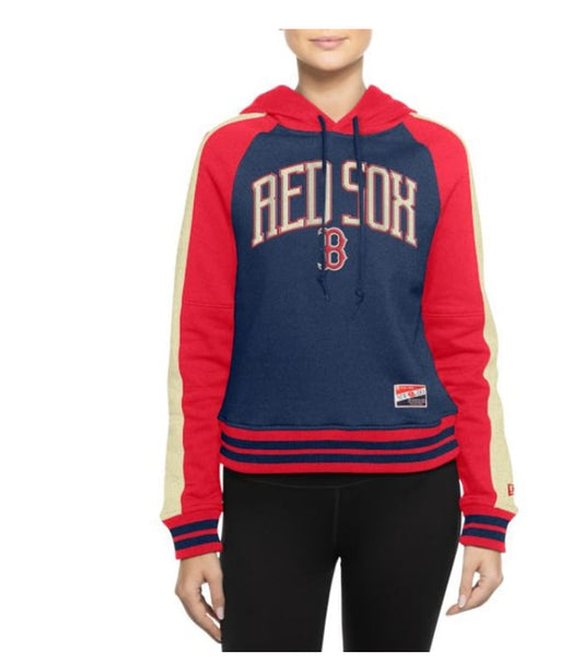 New Era Women's Boston iRed Sox Throwback Navy Pullover Hoodie