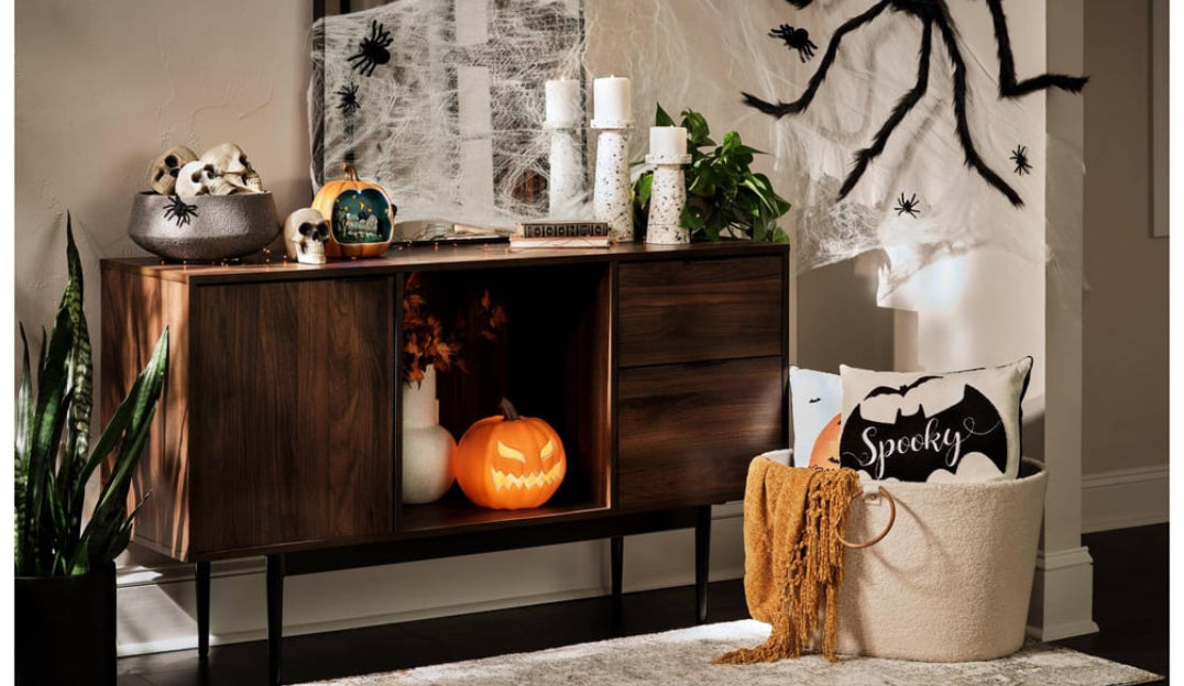 Haunted Living Lighted Pumpkin 8.27' Black Door Decoration