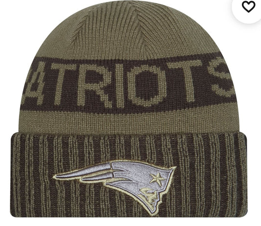 ijumpman New Era Adult New England Patriots Salute To Service 2025 Olive Green Knit Beanie