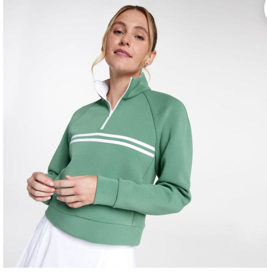 ijumpman Calia Women's Soft Scuba Golf Striped 1/4 Zip Light Blue