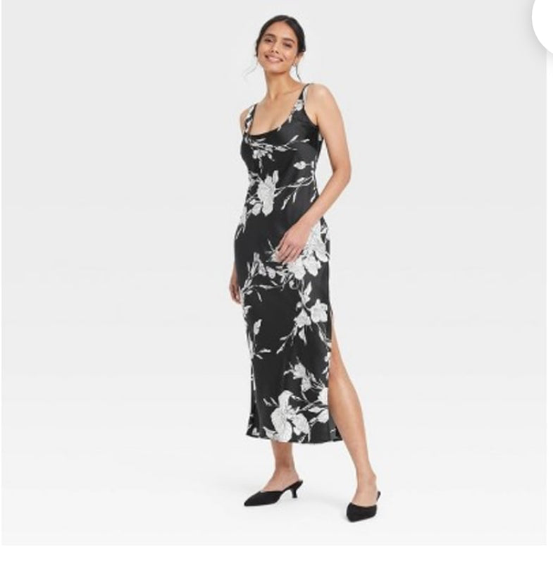 iKimK A New Day Women's Maxi Black Floral Slip Dress