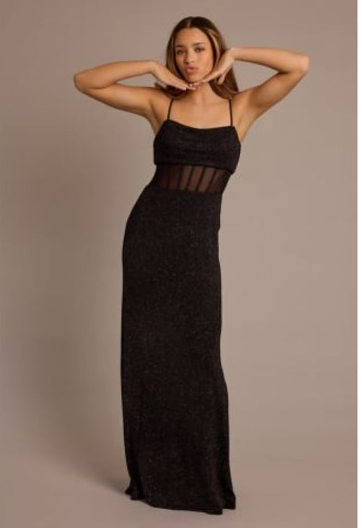 iKimK Jules and Cleo Glitter Knit Illusion Corset Sheath Dress 0 Black & MultiColor