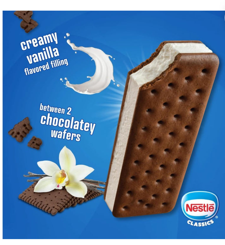 Nestle Treats Frozen Vanilla Dairy Dessert Sandwiches 6ct