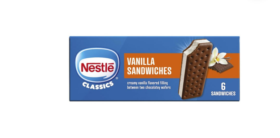 Nestle Treats Frozen Vanilla Dairy Dessert Sandwiches 6ct