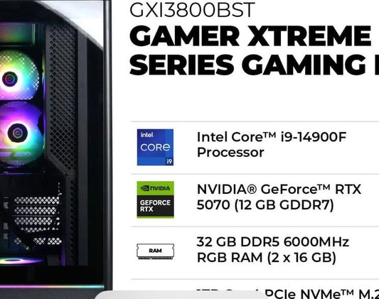 CyberPowerPC - Gaming Desktop - Intel Core i9-14900F - NVIDIA GeForce RTX 5070 12GB - 32GB DDR5 RGB - 1TB PCle 4.0 SSD - Black