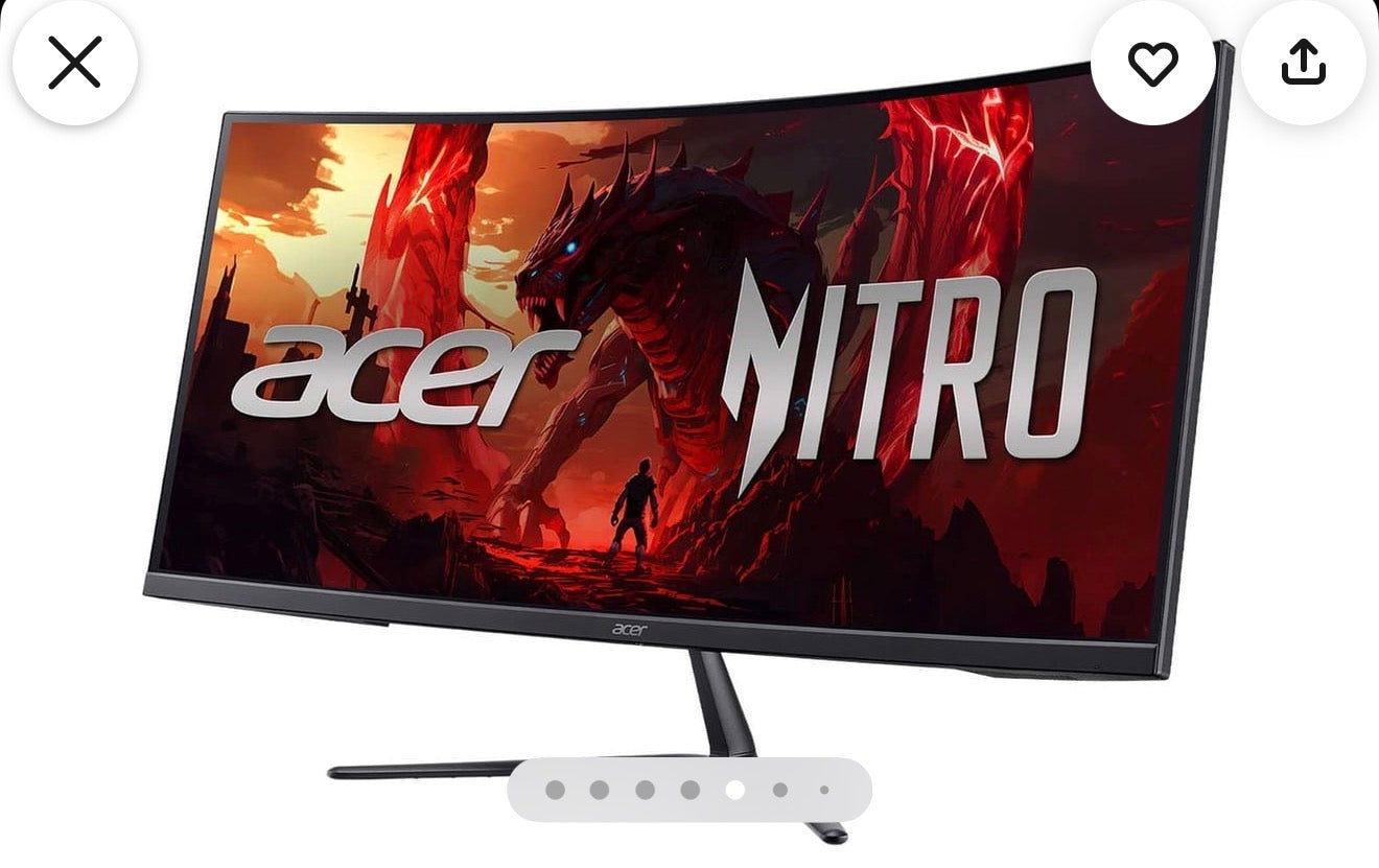 Acer - Nitro ED34OCUR Gaming 34" 1500R 21:9 Curved QHD 120Hz 1ms FreeSync Premium Gaming Monitor with HDR10 (DisplayPort, HDMI) - Black