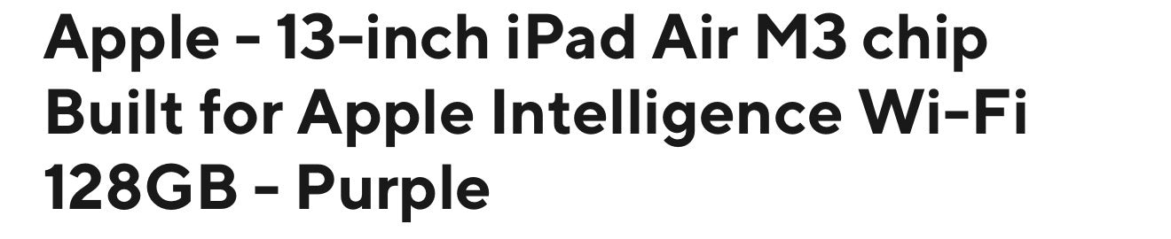 Apple -  iPad Air M3 chip Built for Apple Intelligence Wi-Fi 128GB