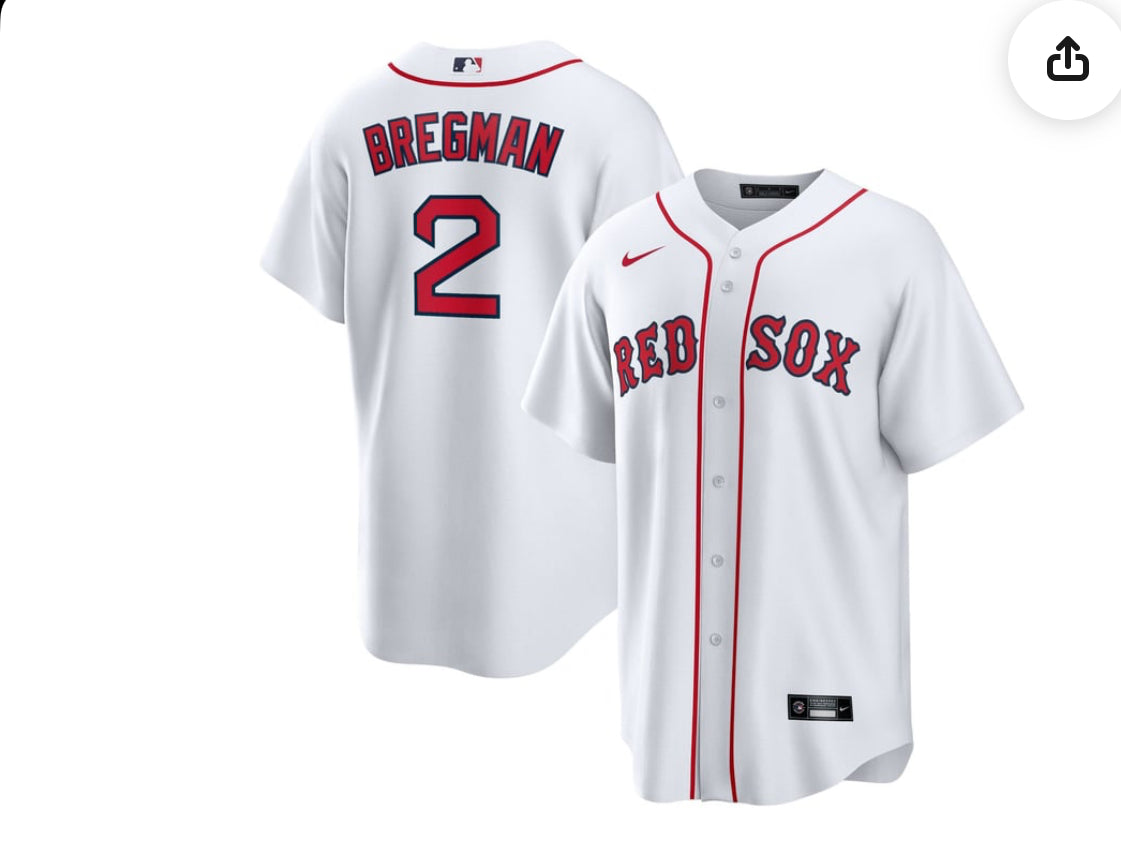 iJumpman Nike Adult Boston iRed Sox White Alex Bregman #2 Replica Jersey